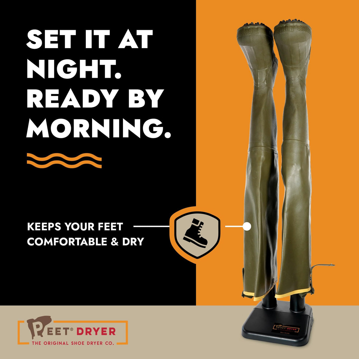 PEET Wader dryer supporting a pair of waders