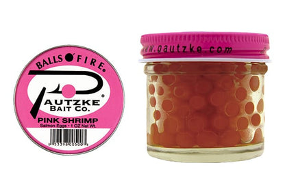 Pautzke Balls O’ Fire Salmon Eggs – Pink Shrimp – product packaging