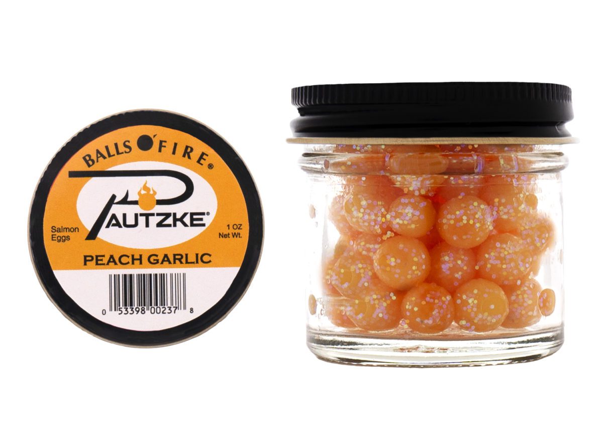 Pautzke Balls O’ Fire Salmon Eggs – Peach Garlic – product packaging