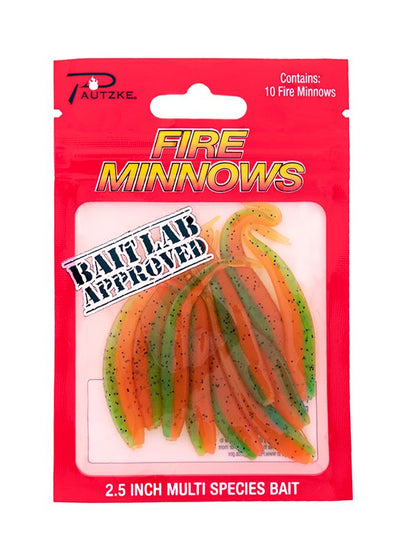 Pautzke Fire Minnows — Fire Tiger — 1 package, 10 minnows, 2.5 in each. Included component, model PFMINFTIGER.