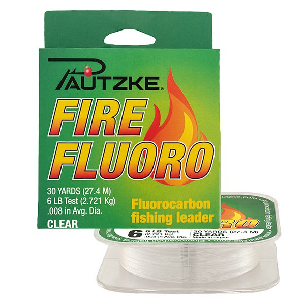 Pautzke Fire Fluoro – Fluorocarbon Fishing Leader – 6lb Test – product packaging