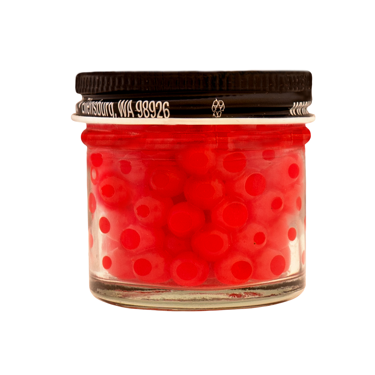 Atlas Mike’s Best Bite Salmon Eggs — Red, black lid — 1 jar, 28 g (1 oz). Included component, model 56666.