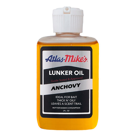 Atlas Mike’s Lunker Oil — Anchovy — 1 bottle, 2 oz. Included component, model 7005.