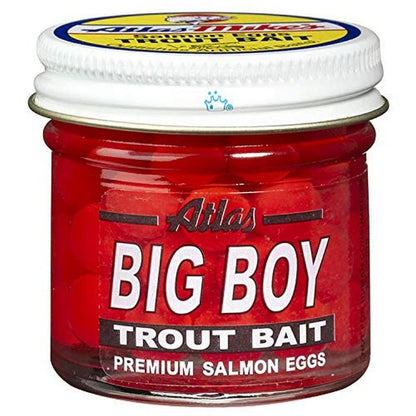Atlas Mike's Big Boy red salmon egg trout bait jar