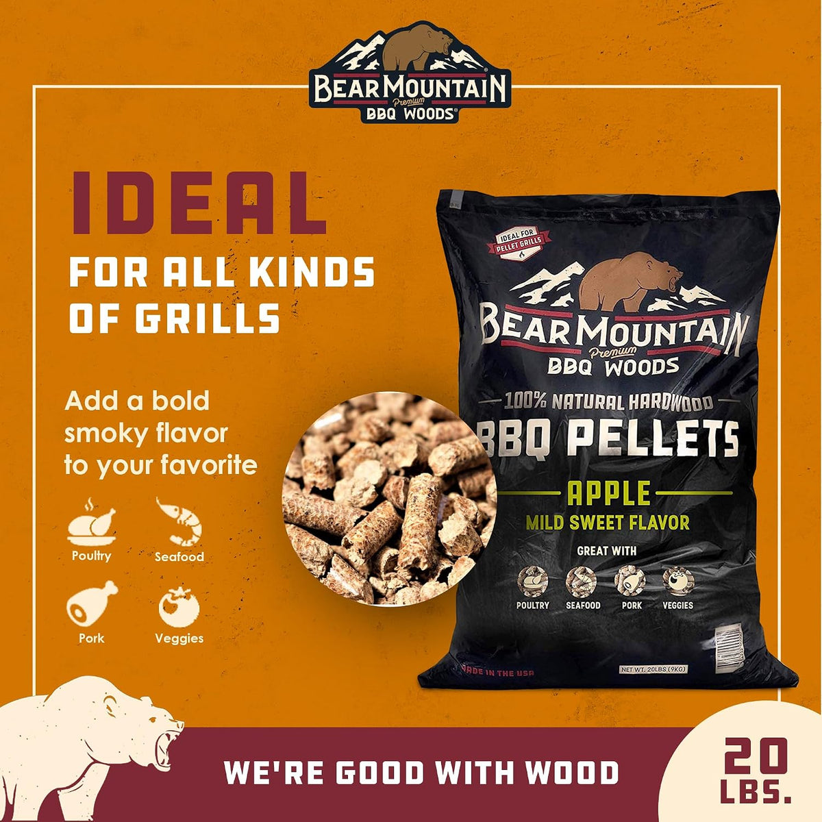 Bear Mountain — Apple pellet features and grill compatibility