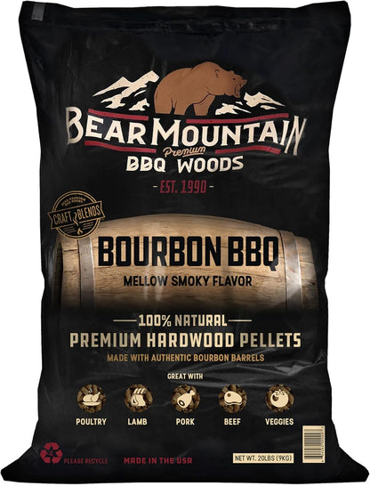 Bear Mountain — Bourbon BBQ pellet bag, front