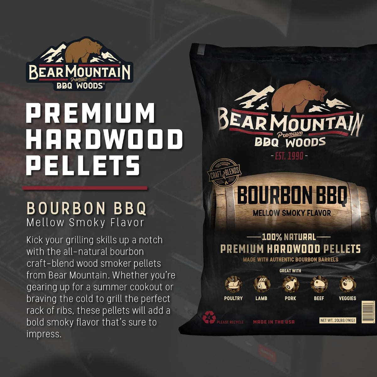 Bear Mountain — Bourbon BBQ pellet features
