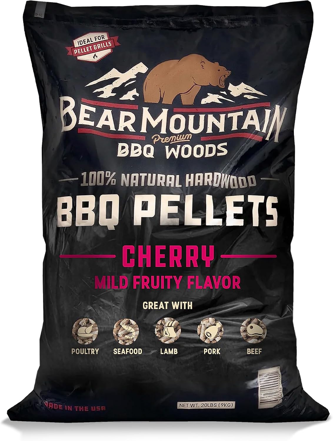 Bear Mountain — Cherry pellet bag, front