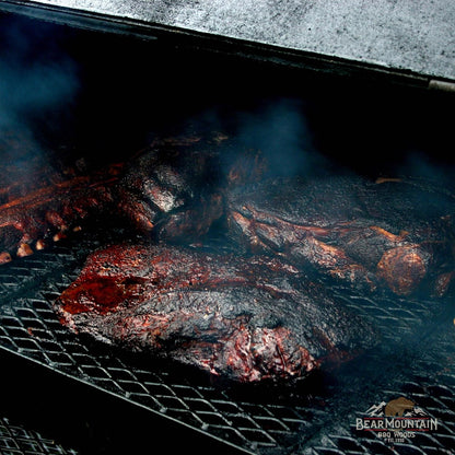 Bear Mountain — Brisket cooking on a pellet grill