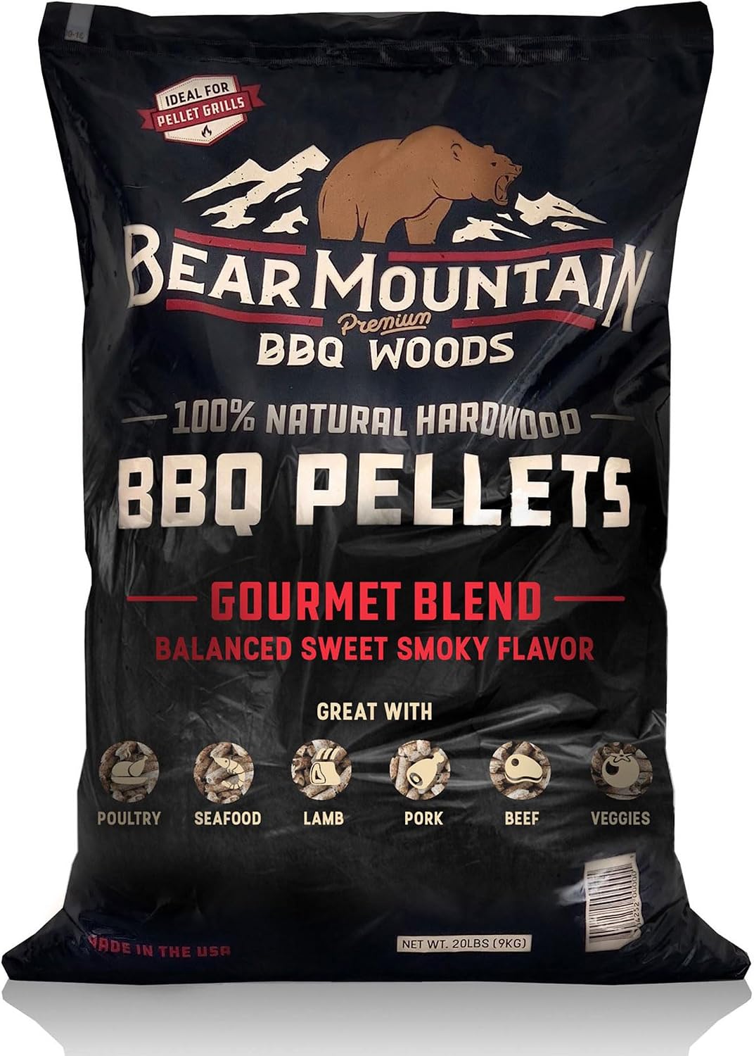 Bear Mountain — Gourmet Blend 40 lb pellet bag, front