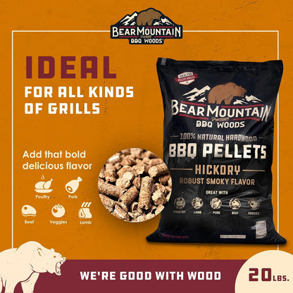 Bear Mountain — Hickory pellet features and grill compatibility