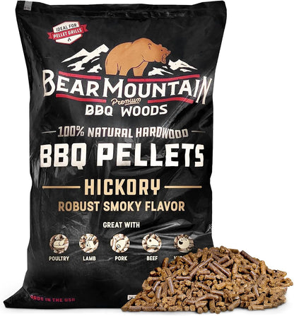 Bear Mountain — Hickory 40 lb pellet bag, front