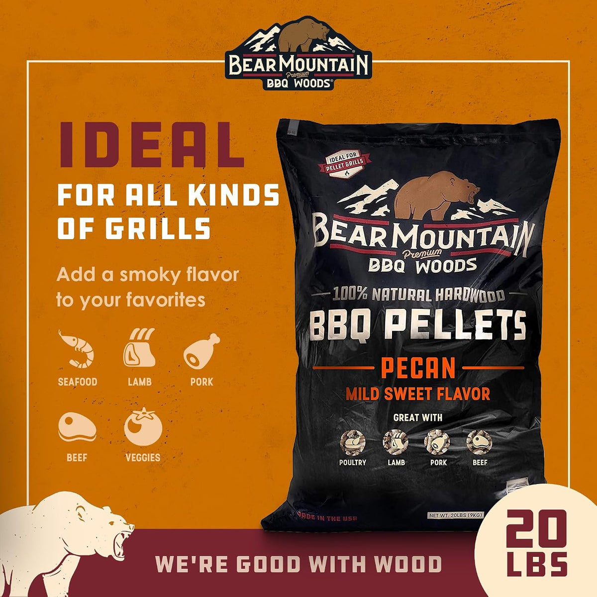 Bear Mountain — Pecan pellet features and grill compatibility