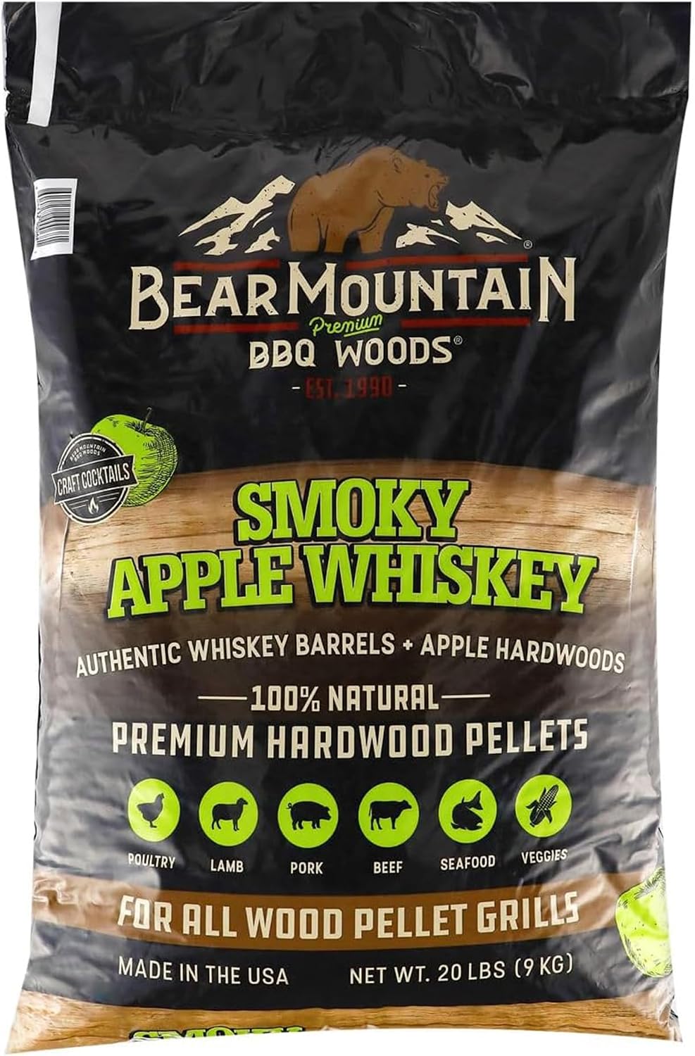 Bear Mountain — Smoky Apple Whiskey pellet bag, front