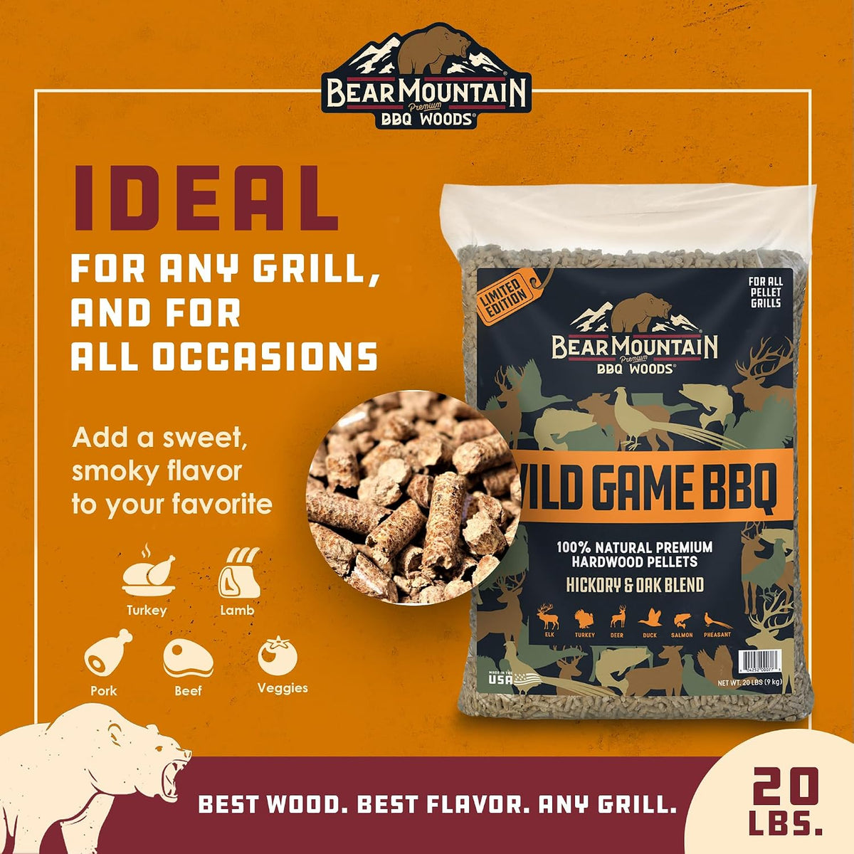 Bear Mountain — Wild Game pellet features and food pairings