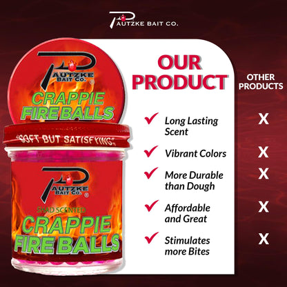Pautzke Crappie Fire Balls feature comparison