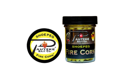 Pautzke's yellow Shoepeg Fire Corn jar and lid