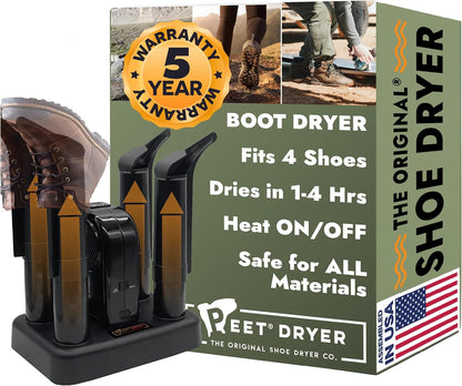 PEET Advantage Plus dryer with four footwear DryPorts and packaging