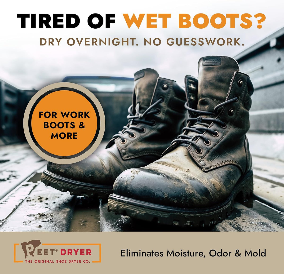 Work boots drying overnight on PEET Original