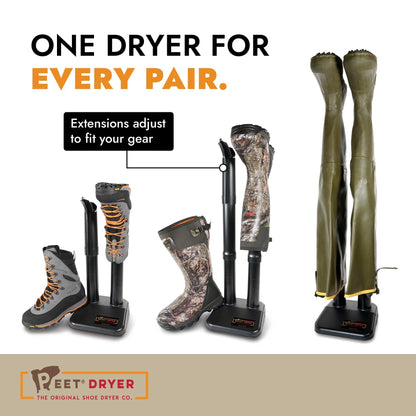 PEET Wader extension configurations for different footwear heights